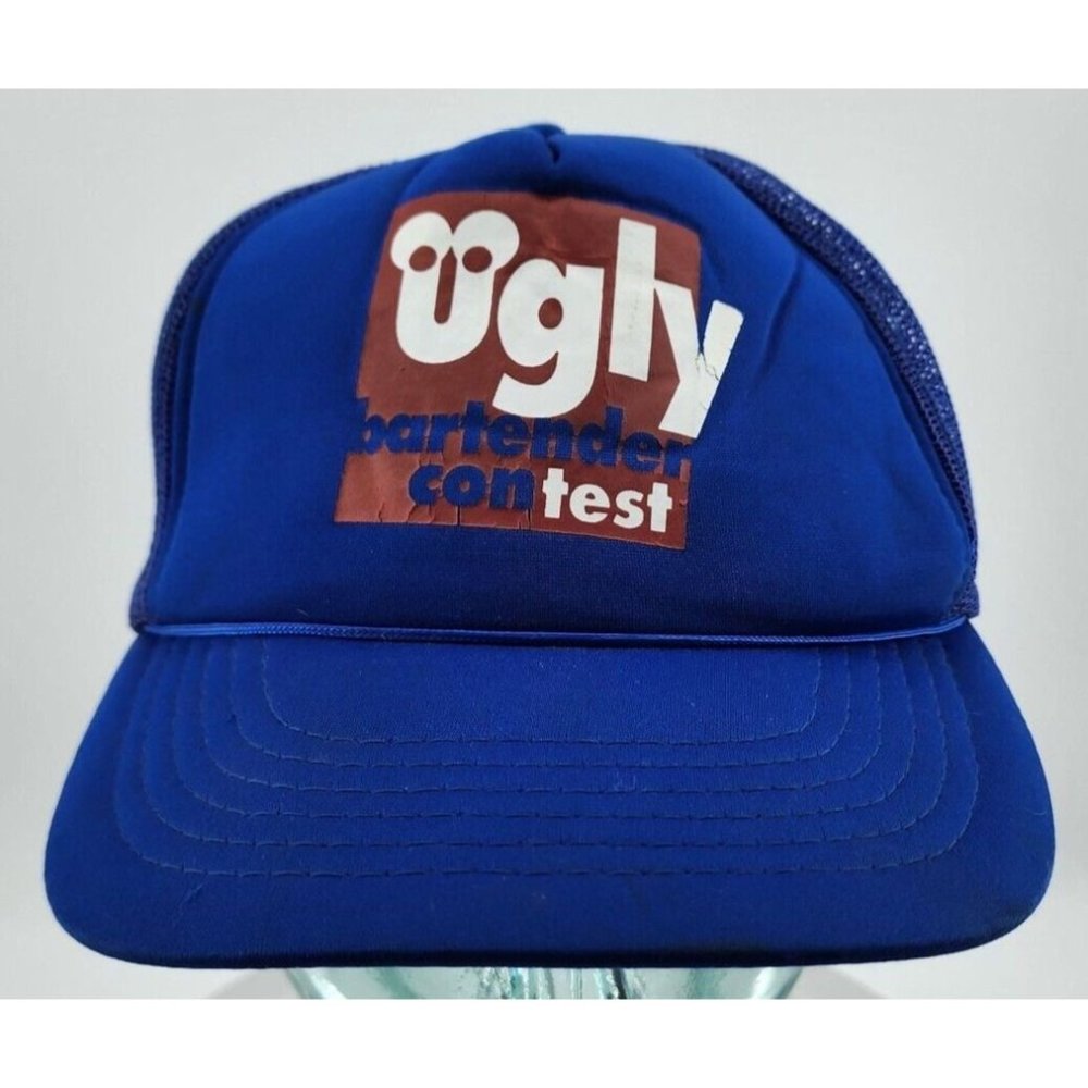 Vintage Ugly Bartender Contest Foam Trucker Hat Cap Bar Novelty‎ Funny Retro Dad